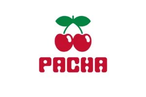 Logo featuring two red cherries with green leaves above the text "PACHA" in bold red letters on a white background.