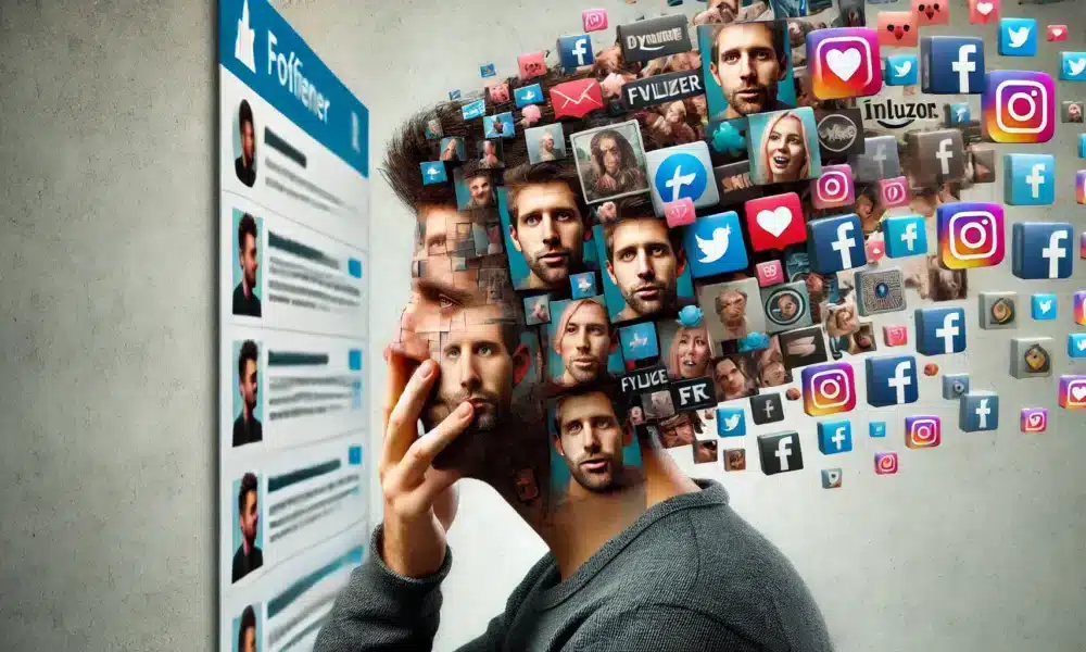 DALL·E 2024 07 10 13.31.33 A photo realistic image of an influencers profile filled with self promotional content rather than providing value