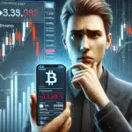 DALL·E 2024 08 05 17.06.42 A photo realistic image of a person looking at a smartphone with cryptocurrency market data showing a significant crash. The person appears anxious w