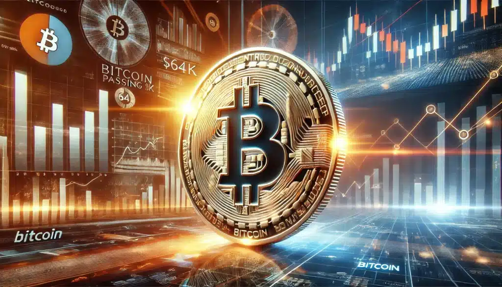 Digital rendering of a Bitcoin surrounded by financial graphs and data visuals, depicting a futuristic financial market environment.