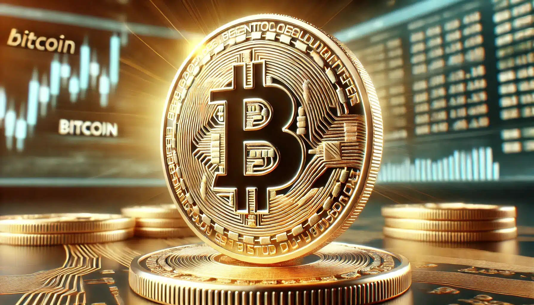DALL·E 2024 09 03 14.14.49 A super high quality photo realistic image of a Bitcoin coin at the center. The coin should be detailed with intricate engravings reflecting light t