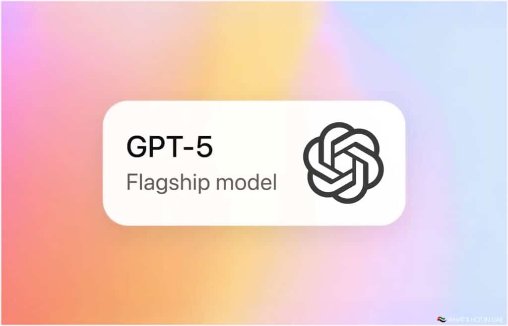 Logo of GPT-5 with the text 'Flagship model' on a gradient background.