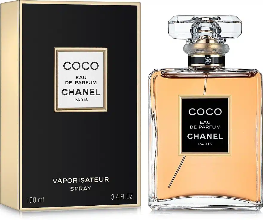 Chanel Coco eau de parfum bottle and black box