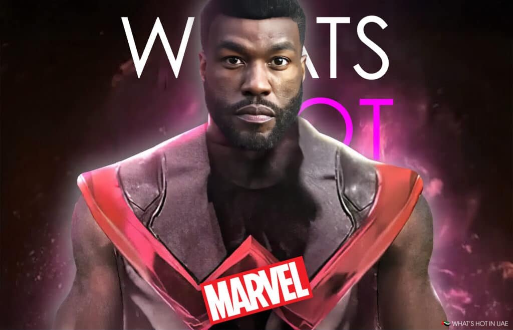A character in a futuristic costume with glowing pink elements, set against a dark background with text "WHAT’S HOT" and a Marvel logo.