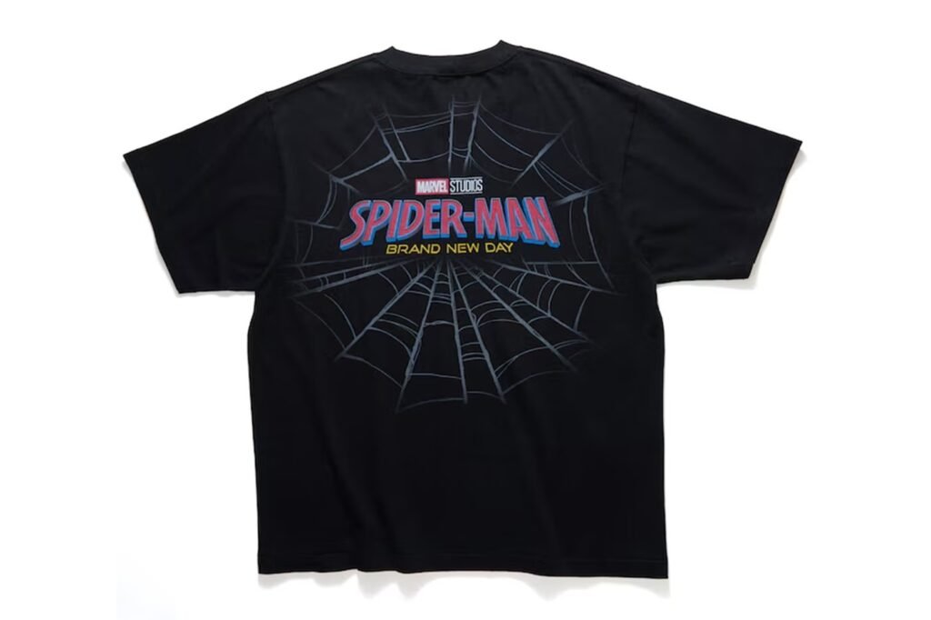 Black Spider-Man Brand New Day T-shirt with a large spiderweb graphic on the back
