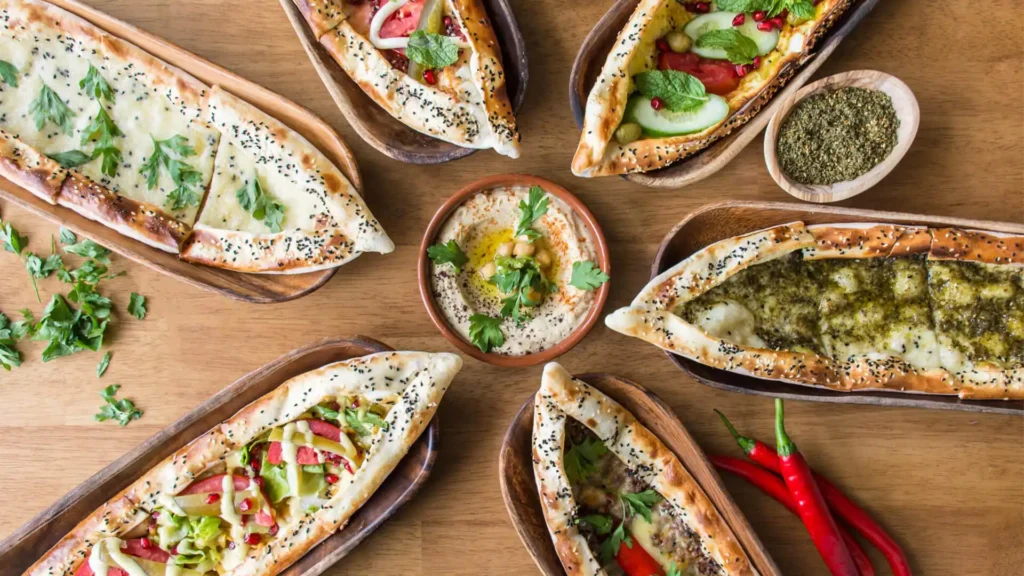 Mama'esh flatbreads with hummus and chilli, DIFC Dubai