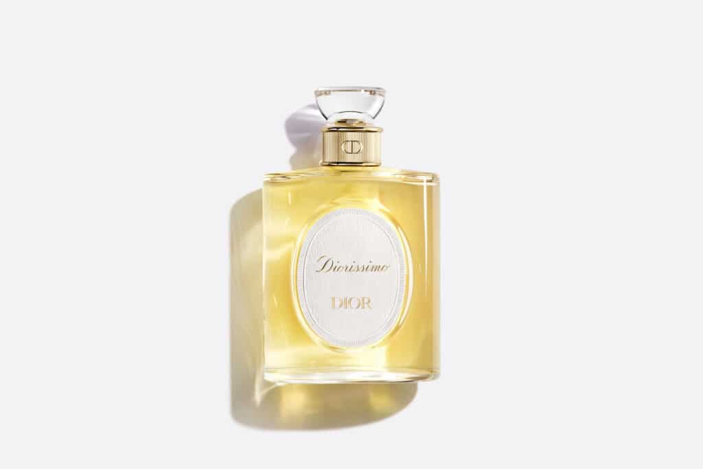 Diorissimo Dior perfume bottle filled with pale yellow fragrance